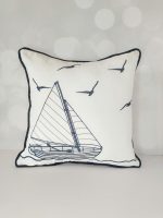 NAKIŞ İŞLEMELİ MARİN TEMALI DENİZ ATI DENİZ YILDIZI DENİZ KABUĞU YENGEÇ KAPLUMBAĞA MERCAN DESENLİ KIRLENT KILIFI 42X42 CM - Görsel 11